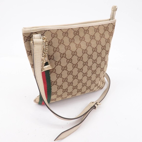 💎✨BEAUTIFUL✨💎Auth GUCCI Sherry GG Canvas Leather Shoulder Bag Beige - Picture 6 of 10